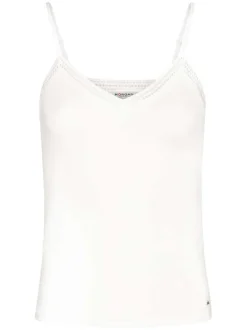 Débardeur blanc uni avec des bretelles et une coupe droite à col v