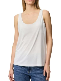 Débardeur blanc uni avec un décolleté rond à l'avant et au dos