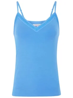Débardeur bleu uni à coupe près du corps et à bretelles fines réglables