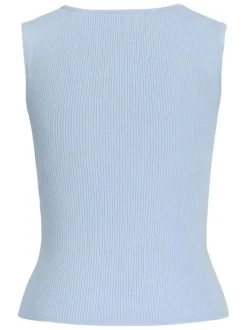 Débardeur bleu uni pourvu d'une coupe ajustée et d'un col carré