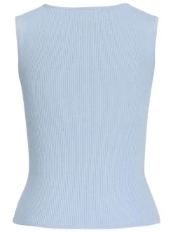Débardeur bleu uni pourvu d'une coupe ajustée et d'un col carré