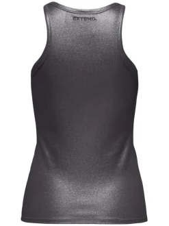 Débardeur en coton anthracite uni avec un col rond et une coupe droite