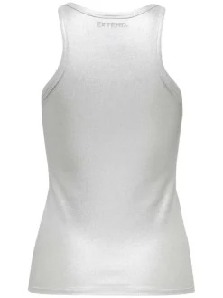 Débardeur en coton argent uni avec une coupe droite et un col rond