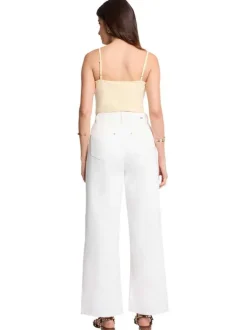 Débardeur en coton beige à coupe droite pourvu d'un col rond