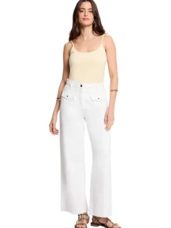 Débardeur en coton beige à coupe droite pourvu d'un col rond