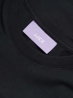 Débardeur en coton biologique noir avec une coupe cropped et col rond