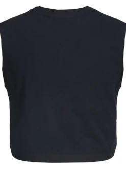 Débardeur en coton biologique noir avec une coupe cropped et col rond