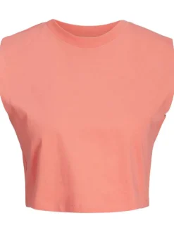 Débardeur en coton biologique orange avec coupe cropped et col rond