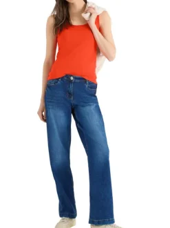 Débardeur en coton biologique orange uni pourvu d'une coupe moulante
