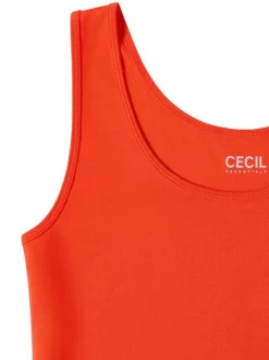 Débardeur en coton biologique orange uni pourvu d'une coupe moulante