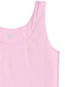 Débardeur en coton biologique rose unie avec une coupe moulante et un décolleté
