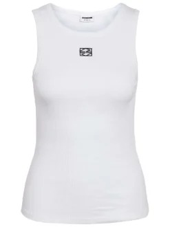 Débardeur en coton blanc uni avec une coupe droite et un col rond