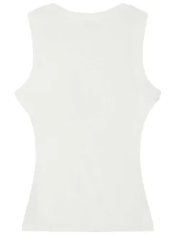 Débardeur en coton blanc uni avec une coupe moulante et un col rond