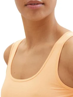 Débardeur en coton corail uni avec une coupe droite et un col rond
