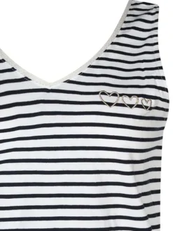 Débardeur en coton écru avec des rayures une coupe droite et un col v