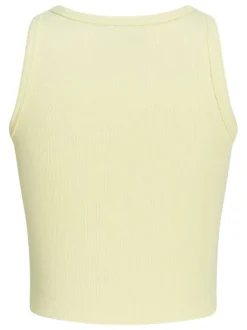 Débardeur en coton jaune uni avec une coupe cropped et un col rond
