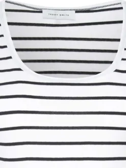 Débardeur en coton marine rayé avec une coupe droite et un col rond