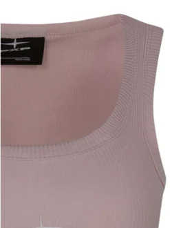Débardeur en coton rose uni pourvu d'une coupe ajustée et d'un col rond