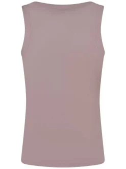 Débardeur en coton rose uni pourvu d'une coupe ajustée et d'un col rond