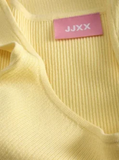 Débardeur jaune uni pourvu d'une coupe ajustée et d'un col carré