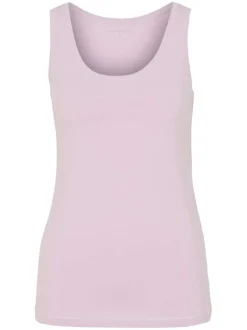 Débardeur lilas en coton uni coupe près du corps col rond à sans manches