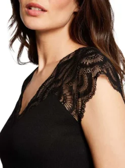 Débardeur noir uni avec une coupe droite à col v et sans manches