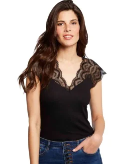 Débardeur noir uni avec une coupe droite à col v et sans manches