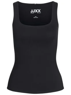 Débardeur noir uni avec une coupe près du corps et un col rond réversible