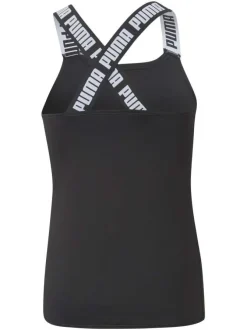 Débardeur noir uni coupe près du corps avec un col rond et logo de la marque floqué