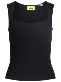 Débardeur noir uni pourvu d'une coupe ajustée et d'un col carré