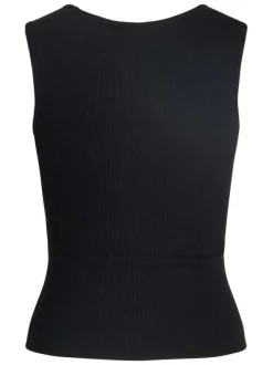 Débardeur noir uni pourvu d'une coupe ajustée et d'un col carré