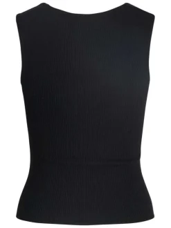 Débardeur noir uni pourvu d'une coupe ajustée et d'un col carré
