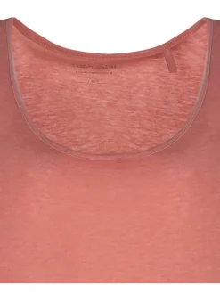 Débardeur rose chiné à col rond et coupe droite fluide