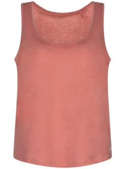 Débardeur rose chiné à col rond et coupe droite fluide