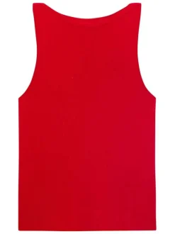 Débardeur rouge uni avec une coupe droite à col rond et sans manches