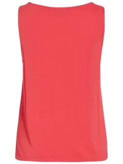 Débardeur rouge uni avec une coupe droite et un col bénitier