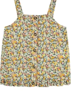 Debardeur vert pour fille imprimé floral en coton coupe évasée