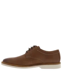 Derbies Atticus en cuir cognac avec des lacets ronds et un talon plat