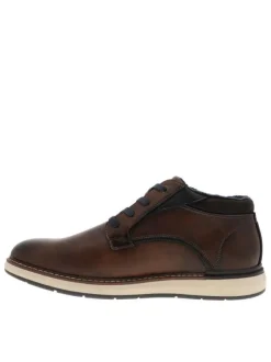 Derbies cognac à talon plat avec des lacets et doublure bleu marine