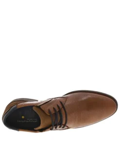 Derbies en cuir camel à bout droit et à talon décroché bas avec des lacets ronds