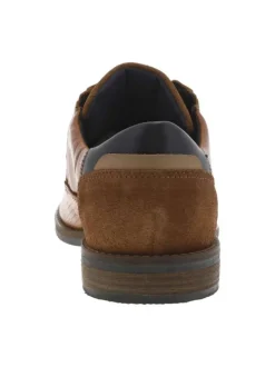 Derbies en cuir camel à bout droit et à talon décroché bas avec des lacets ronds