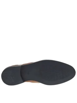 Derbies en cuir camel à bout droit et à talon décroché bas avec des lacets ronds