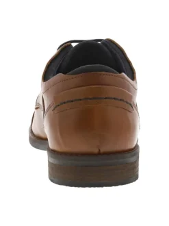 Derbies en cuir camels à bout rond avec un talon décroché bas