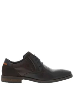 Derbies en cuir chocolat à décoché bas et avec des lacets ronds