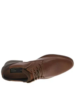 Derbies en cuir cognac à talon plat avec lacets ronds et fentes sur les côtés