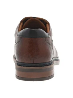 Derbies en cuir cognac à talon plat et à lacets ronds avec empiècements texturés