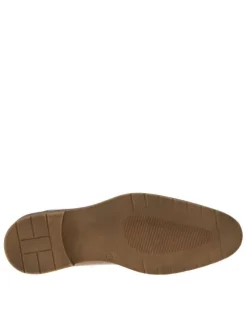 Derbies en cuir marron cognac à talon décroché bas et à lacets ronds enduis