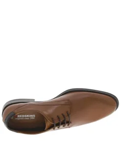 Derbies en cuir marrons avec le nom de la marque embossé et à lacets ronds