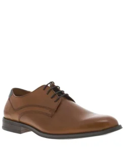 Derbies en cuir marrons avec le nom de la marque embossé et à lacets ronds