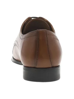 Derbies en cuir marrons à bout droit arrondi et à talon décroché bas